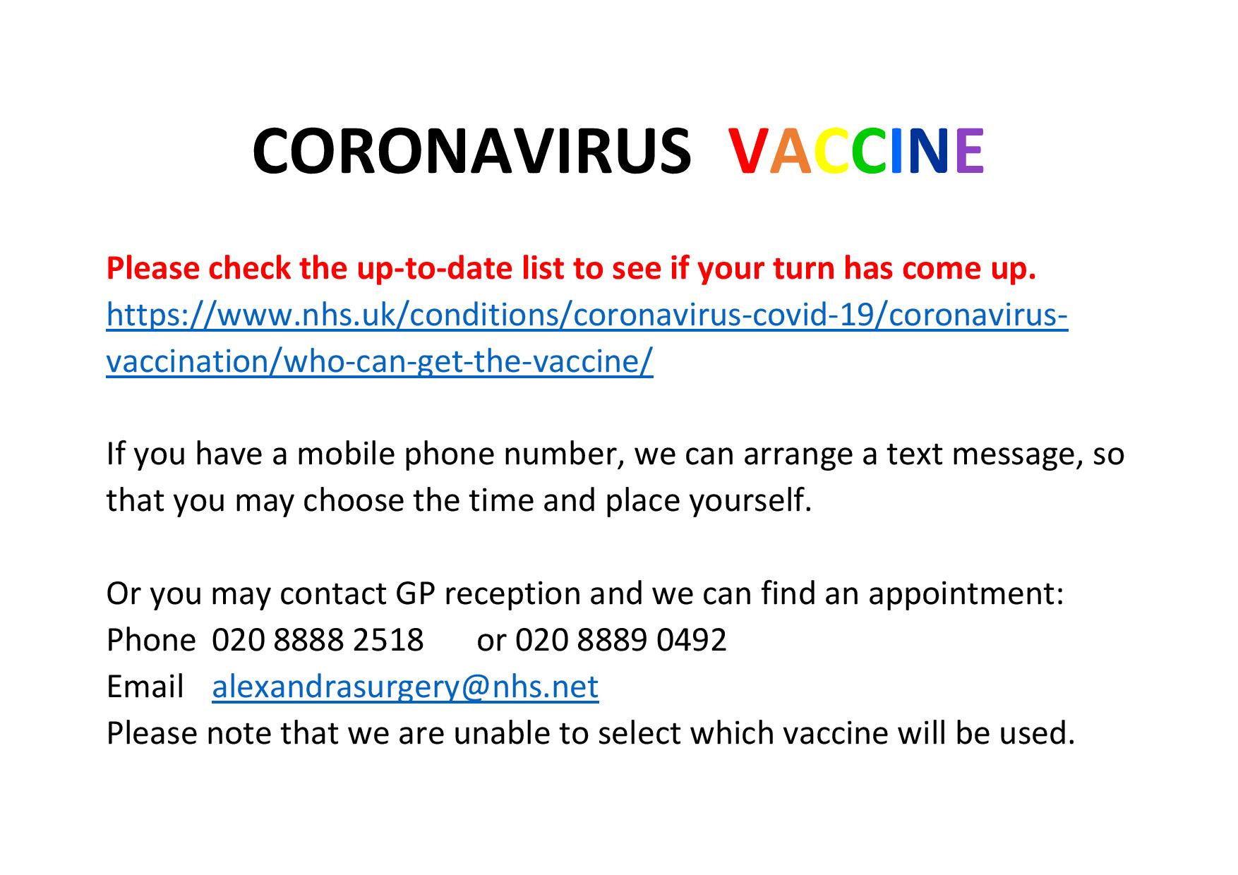Coronavirus vaccine door notice